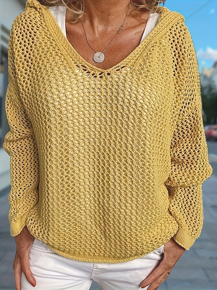 Delaney | Avslappnad Öppen Stickad Hoodie
