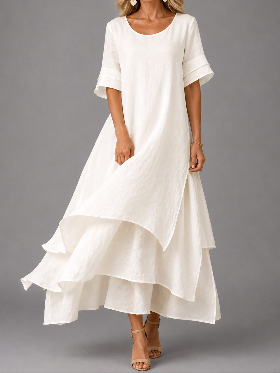 Isla | Flödande Lager Maxi Klänning