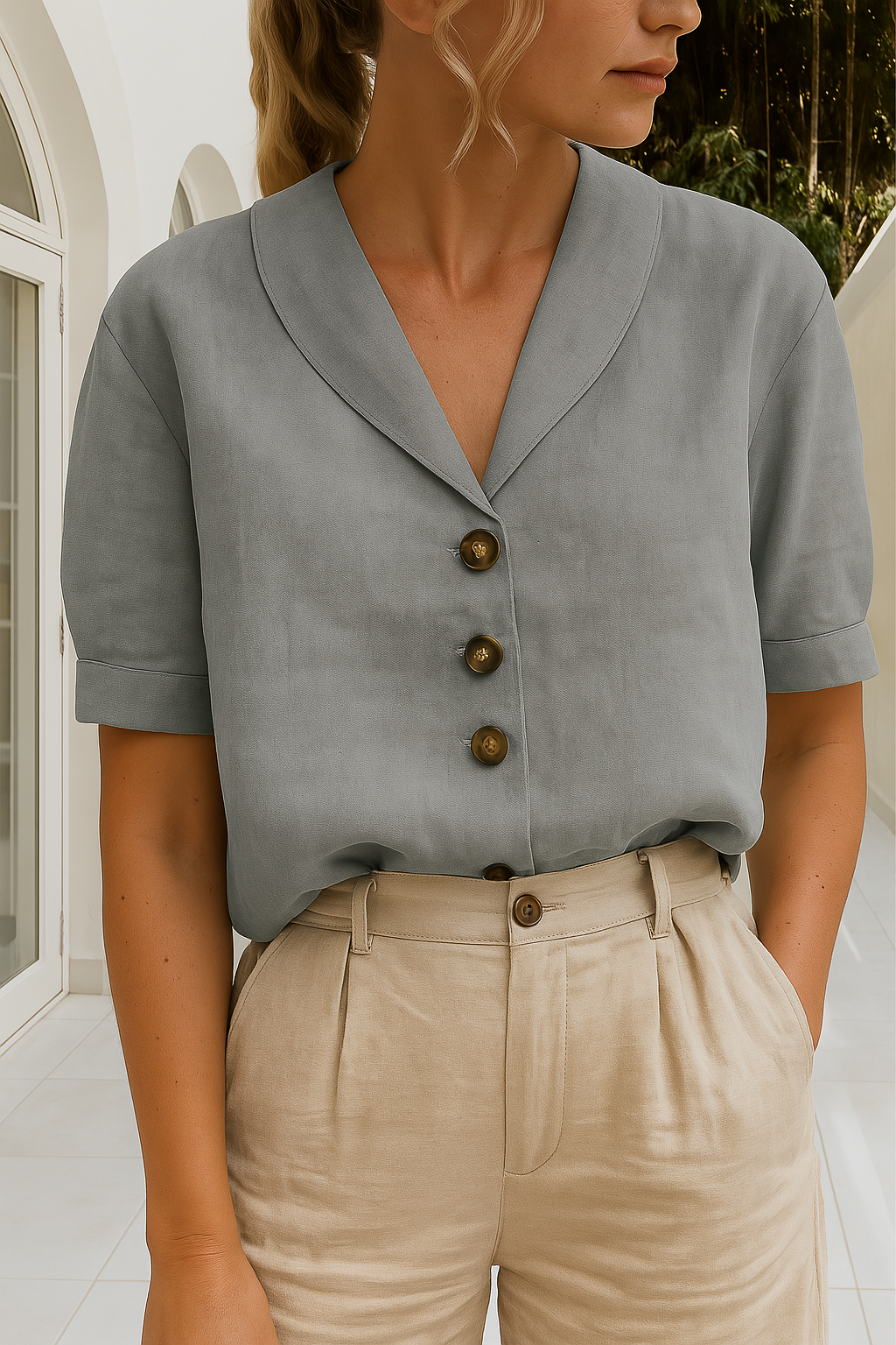 Constance | Fins button-front blus