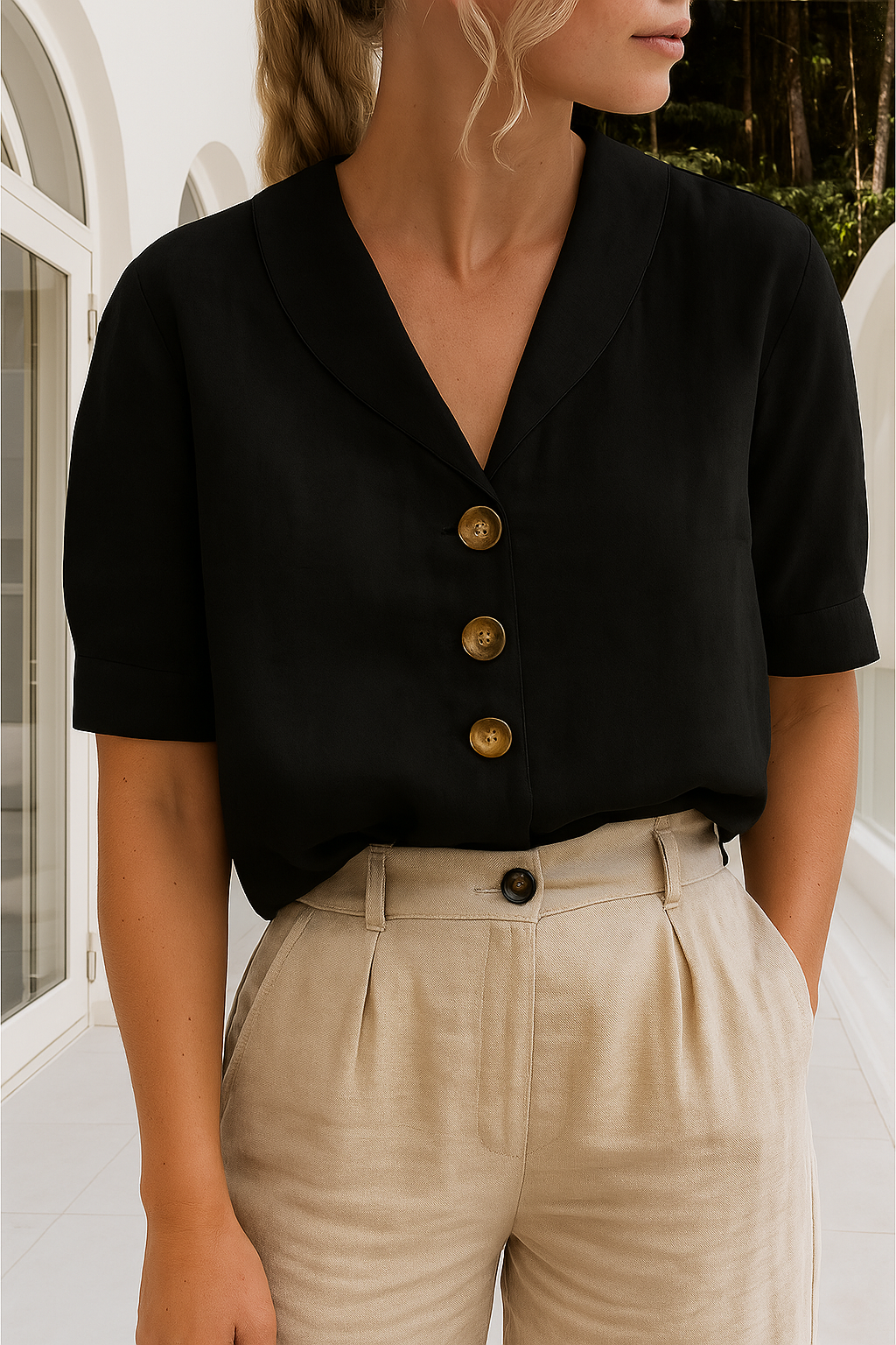 Constance | Fins button-front blus