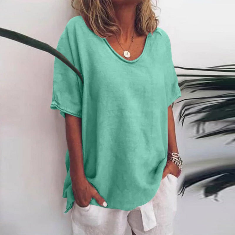Megan | Finstilt V-ringad Kortärmad Blus