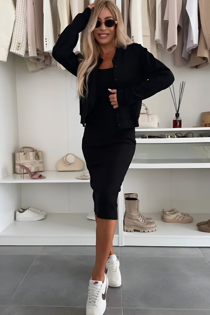 Lydia | Elegant Midi Klänning och Kofta Set