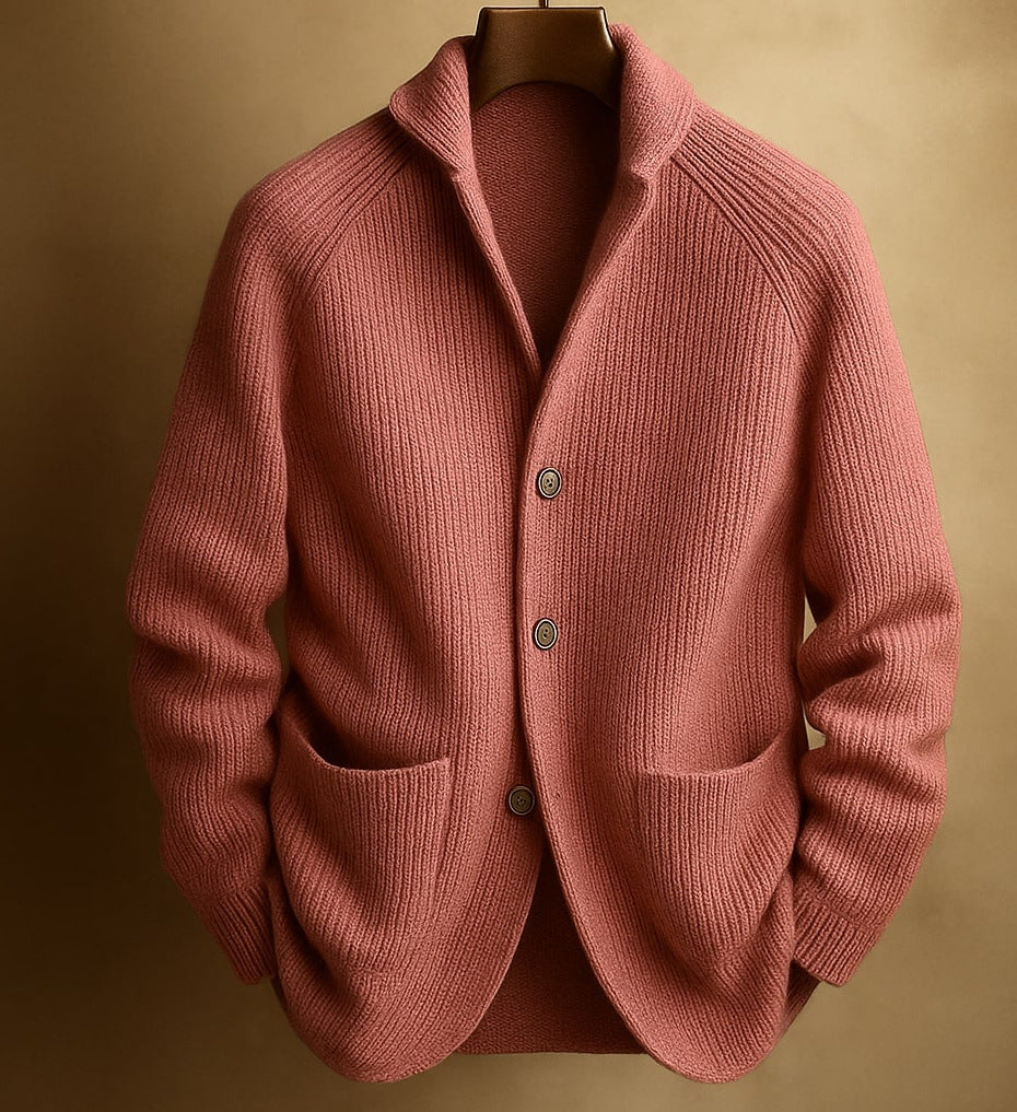 Elliot | Skräddarsydd Knapp-front Stickad Cardigan