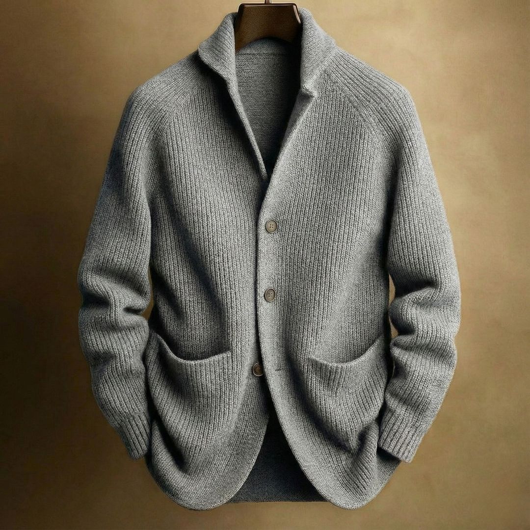 Elliot | Skräddarsydd Knapp-front Stickad Cardigan