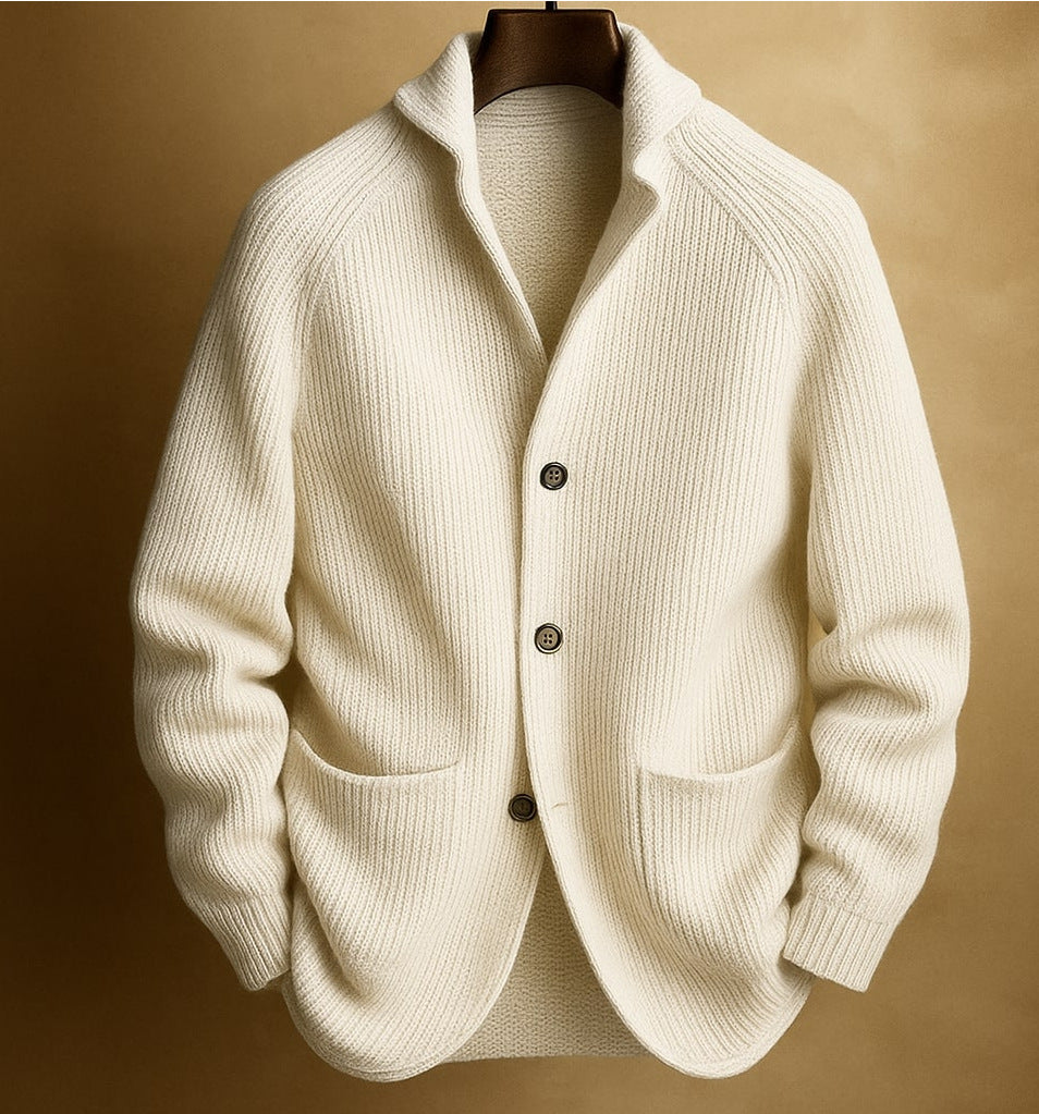 Elliot | Skräddarsydd Knapp-front Stickad Cardigan