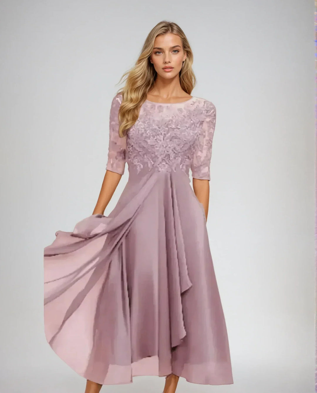 Adelaide | Elegant spets midi klänning