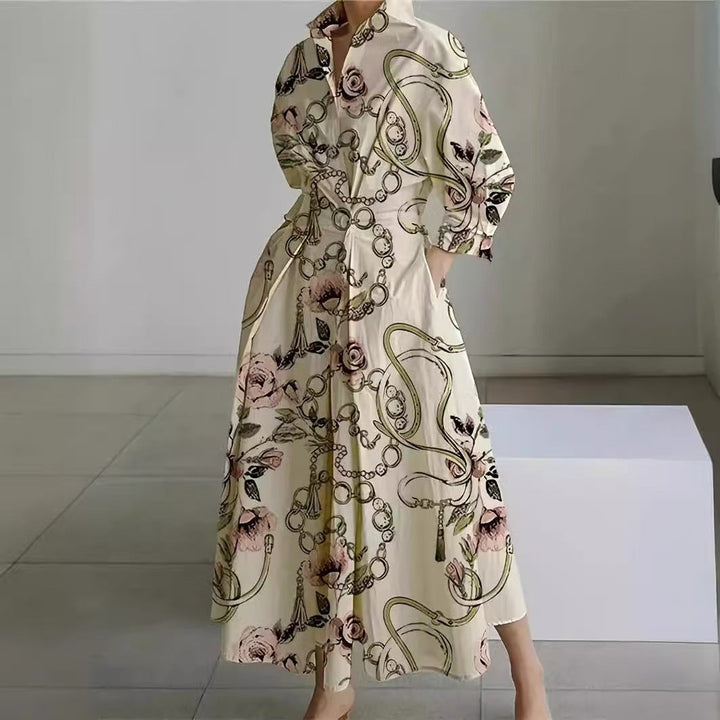 Alora | Elegant Front Wrap Collared Maxi Klänning