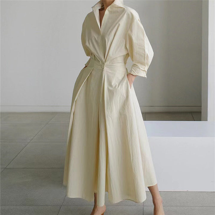 Alora | Elegant Front Wrap Collared Maxi Klänning