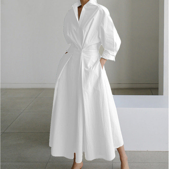 Alora | Elegant Front Wrap Collared Maxi Klänning