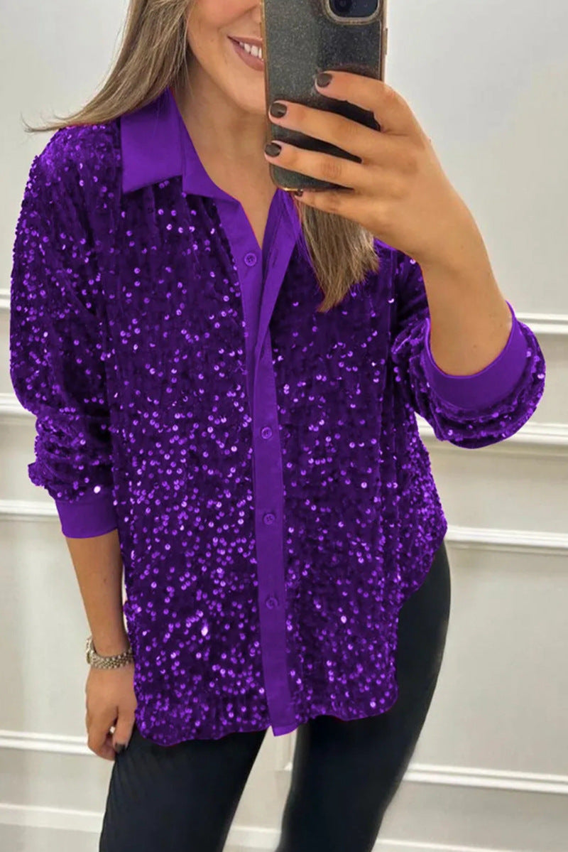 Claudine | Elegant Shimmer Krage Skjorta
