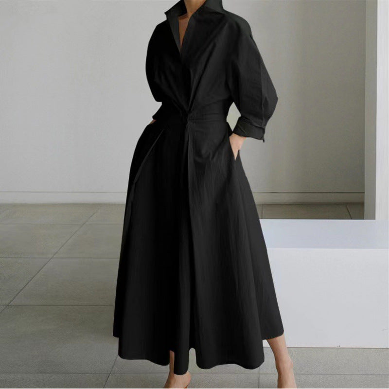 Alora | Elegant Front Wrap Collared Maxi Klänning