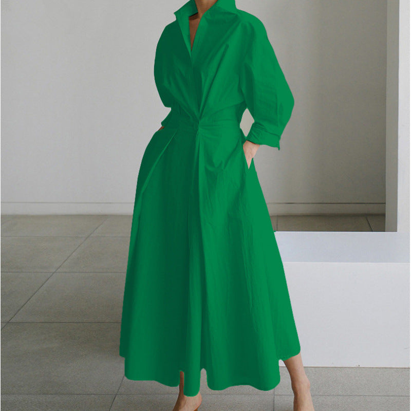 Alora | Elegant Front Wrap Collared Maxi Klänning