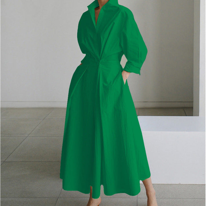 Alora | Elegant Front Wrap Collared Maxi Klänning