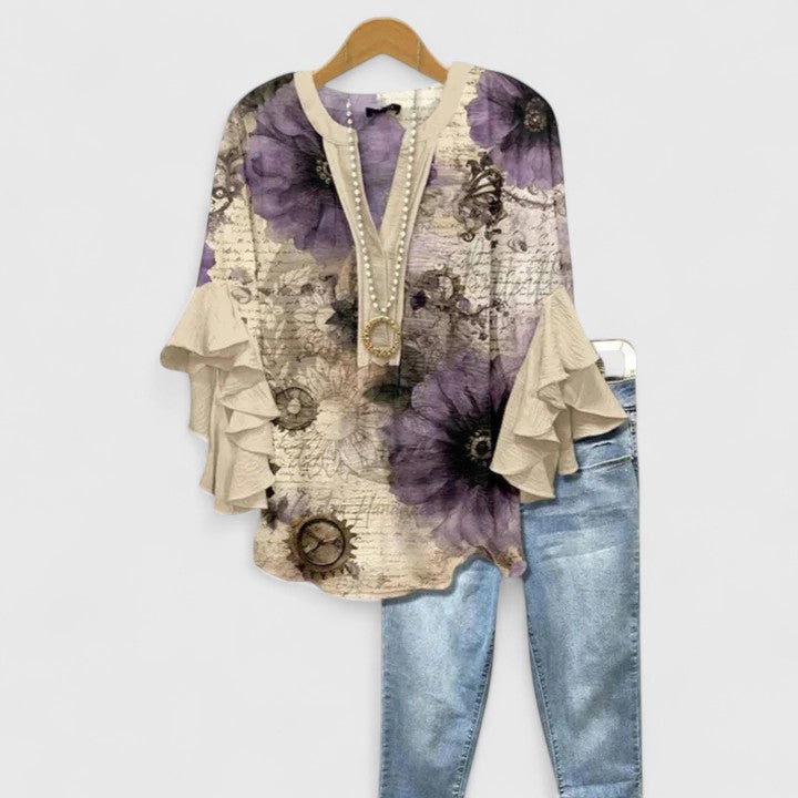 Althea | Elegant Volangärm Blomsterblus