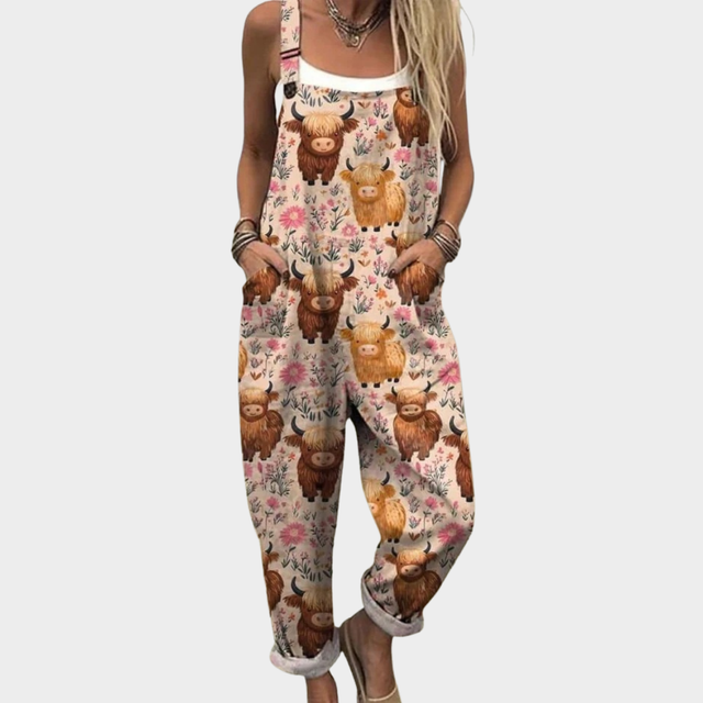 Jazmin | Bekväm Jumpsuit med Kossmönster