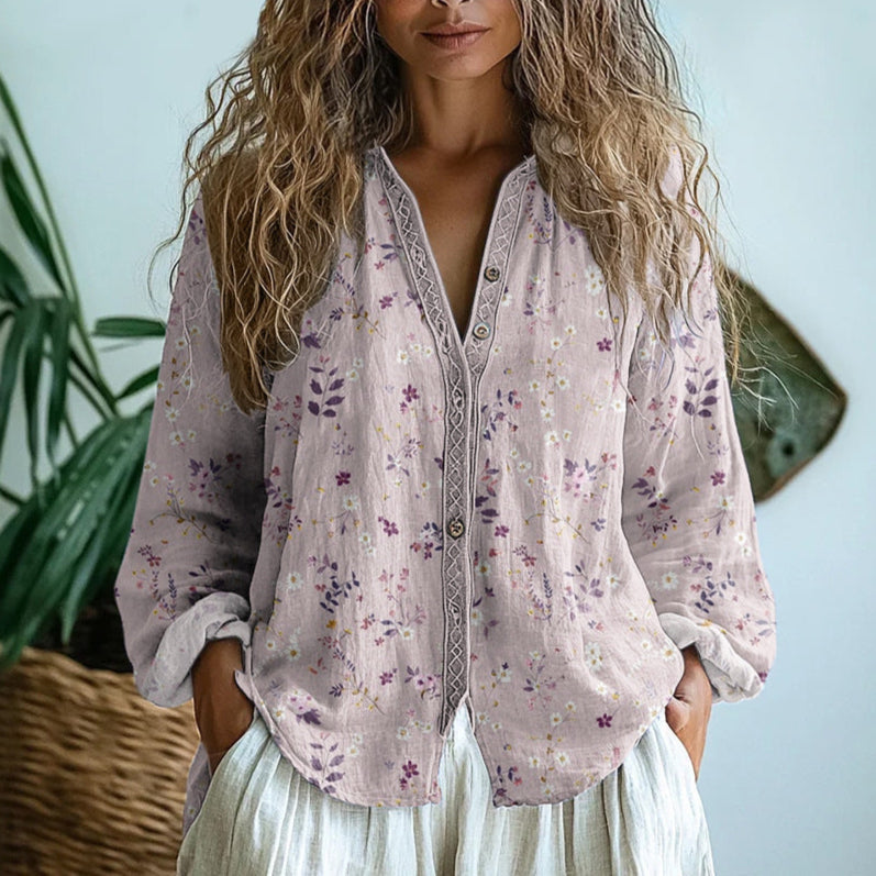 Brianna | Elegant Vintage Bladtryckskjorta