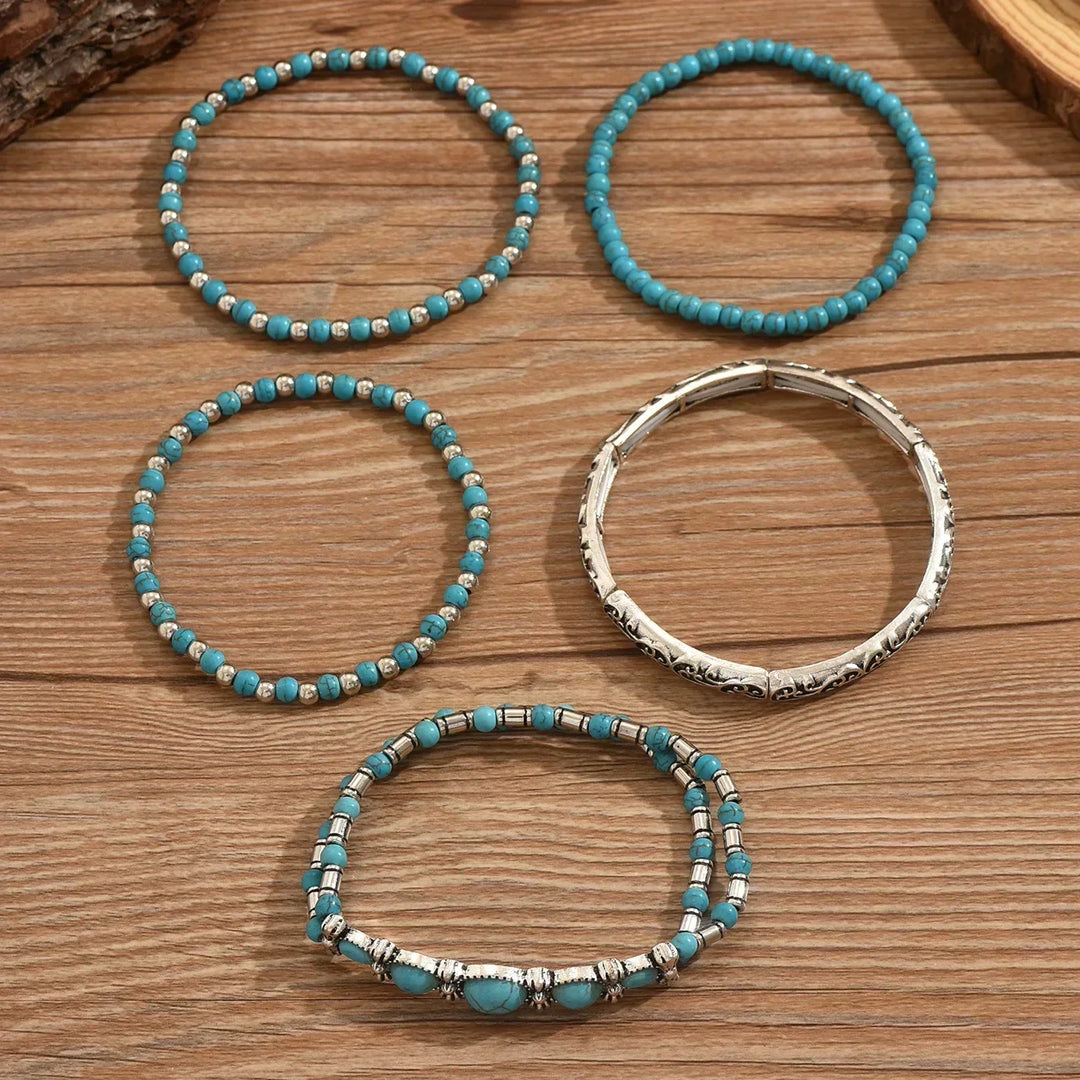 Pauline | Stiliga Boho Turkospärlor Armband