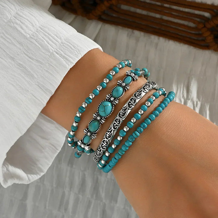 Pauline | Stiliga Boho Turkospärlor Armband