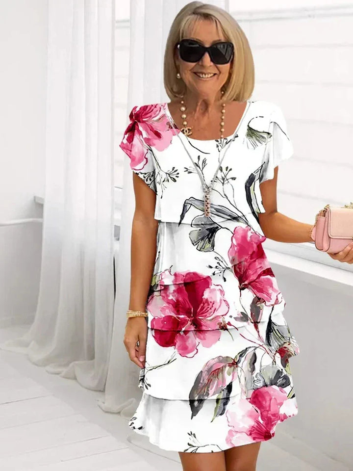 Rosie | Blommig Lagerpåfyllning Chiffon Klänning