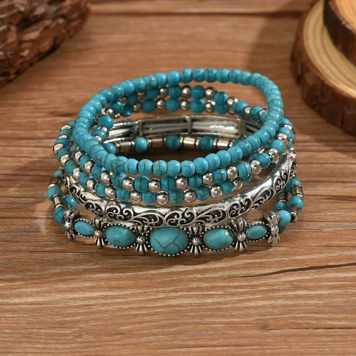 Pauline | Stiliga Boho Turkospärlor Armband