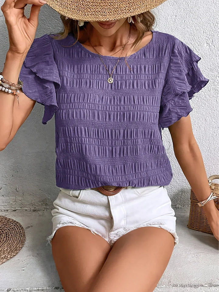 Annabel | Volangärmad Texturerad Blus