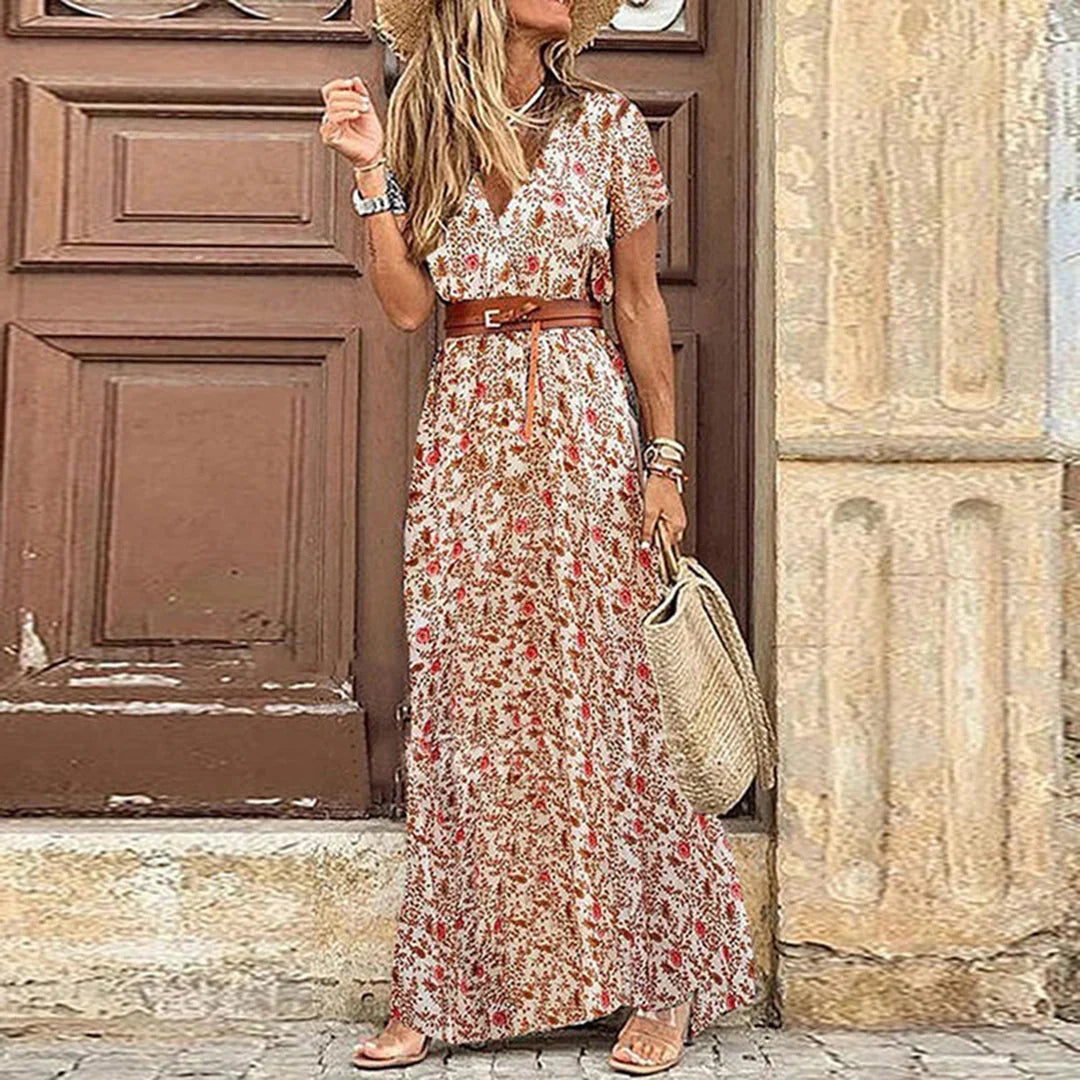 Agnes | V-ringad Boho Maxi Klänning