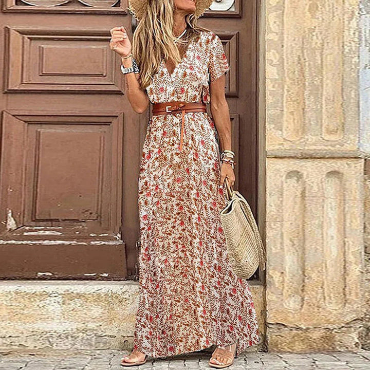 Agnes | V-ringad Boho Maxi Klänning