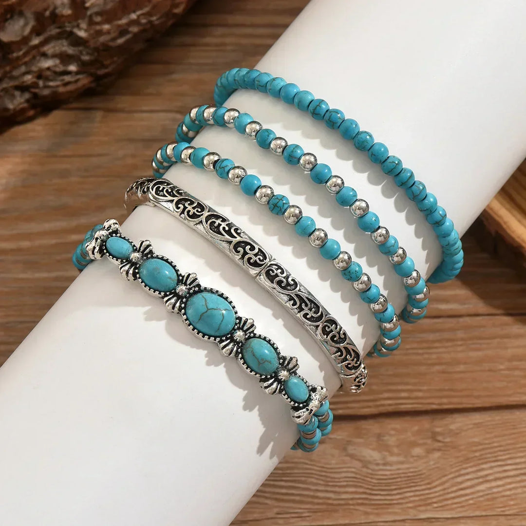 Pauline | Stiliga Boho Turkospärlor Armband