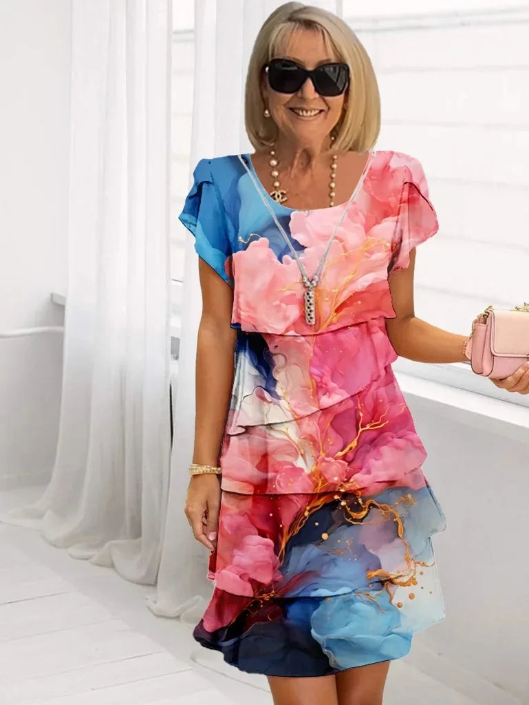 Rosie | Blommig Lagerpåfyllning Chiffon Klänning