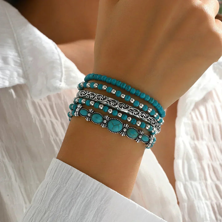 Pauline | Stiliga Boho Turkospärlor Armband