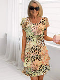 Theresa | Elegant Leopard Komfort Volang Klänning