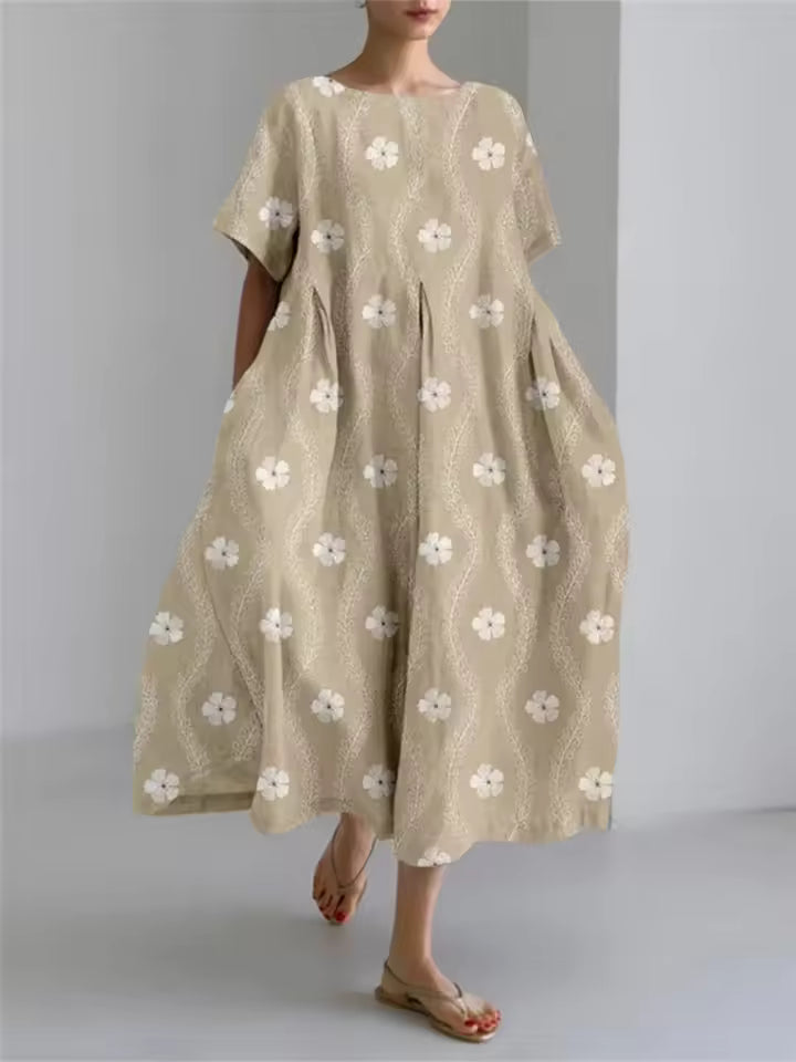 Amanda | Elegant Löst Rundhals Klänning