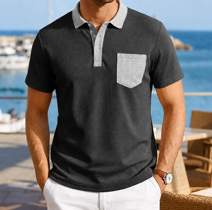 Harrison | Kontrastfärgad Pocket Polo Skjorta