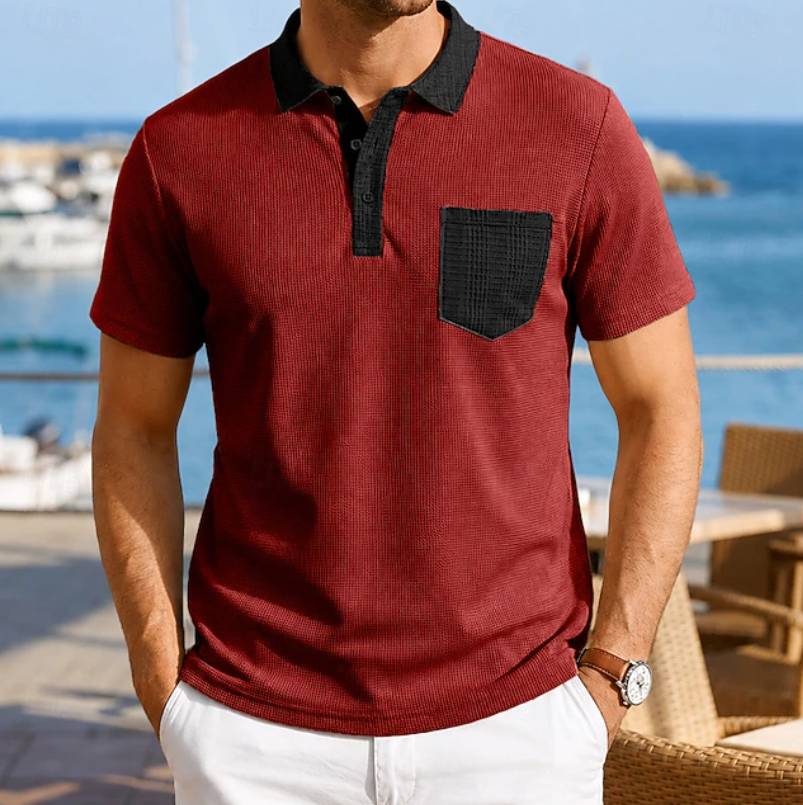 Harrison | Kontrastfärgad Pocket Polo Skjorta