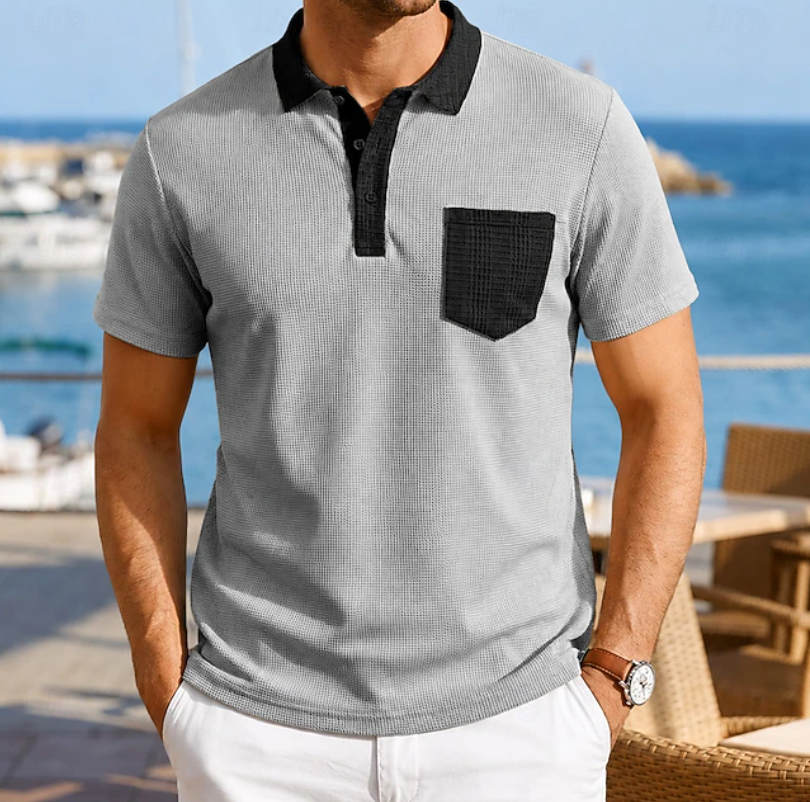 Harrison | Kontrastfärgad Pocket Polo Skjorta