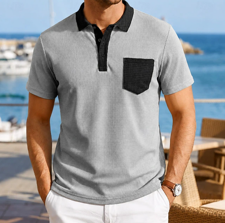 Harrison | Kontrastfärgad Pocket Polo Skjorta