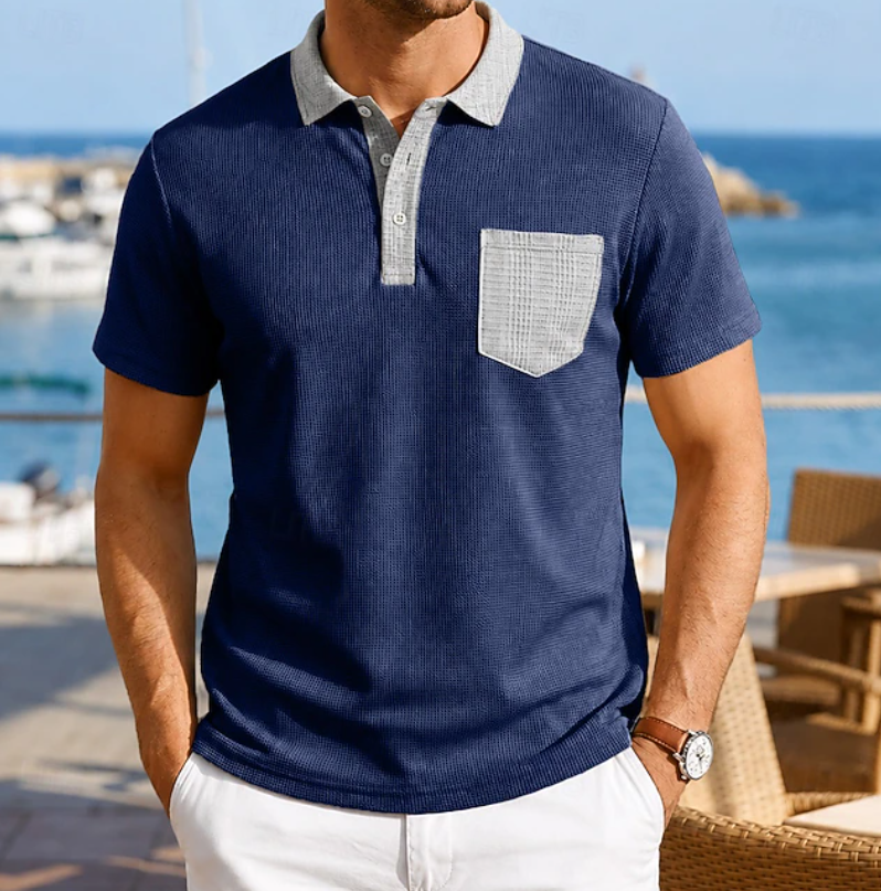 Harrison | Kontrastfärgad Pocket Polo Skjorta