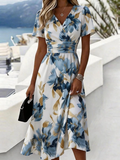Gwendolyn | Elegant Blommig Wrap Midi Klänning