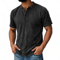Arion | Texturerad Henley T-shirt med Kort Ärmar
