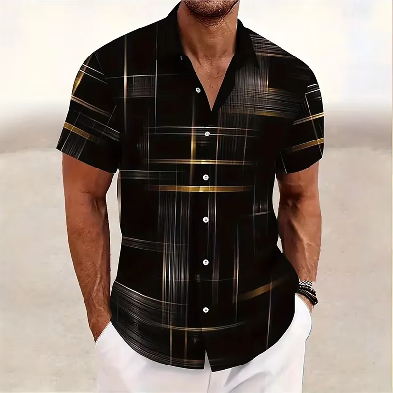 Gerald | Modern Lintryckt Kortsleeve Skjorta