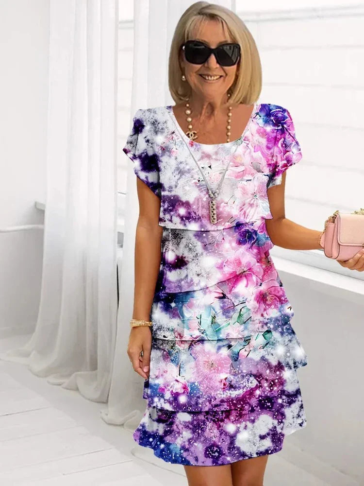 Rosie | Blommig Lagerpåfyllning Chiffon Klänning