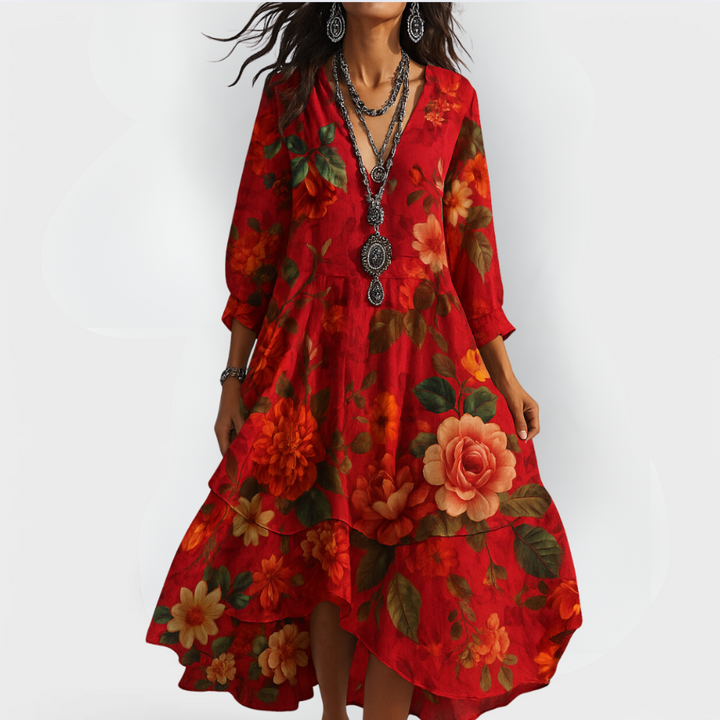 Cassidy | Vintage Boho V-ringad Sommarklänning
