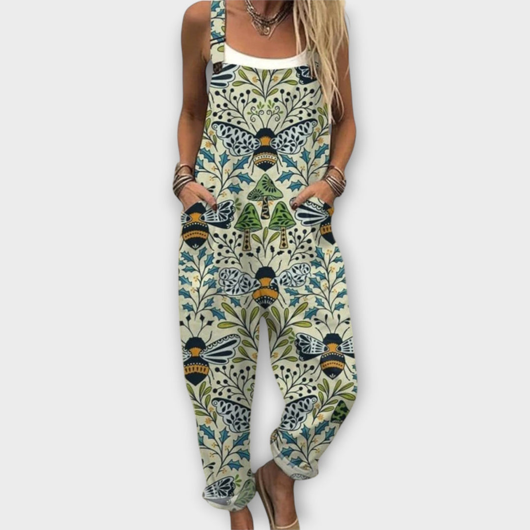 Noelle | Retro Elegant Blommig Tryck Jumpsuit