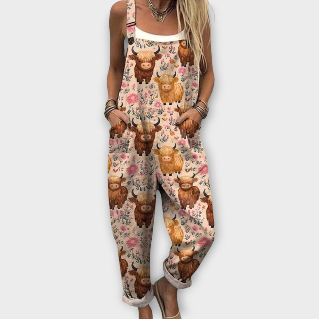 Noelle | Retro Elegant Blommig Tryck Jumpsuit