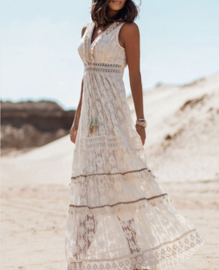 Isabelle | Damernas Sommarklänning Boho Maxi | Strandavslappnad