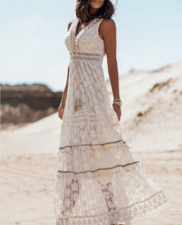 Isabelle | Damernas Sommarklänning Boho Maxi | Strandavslappnad