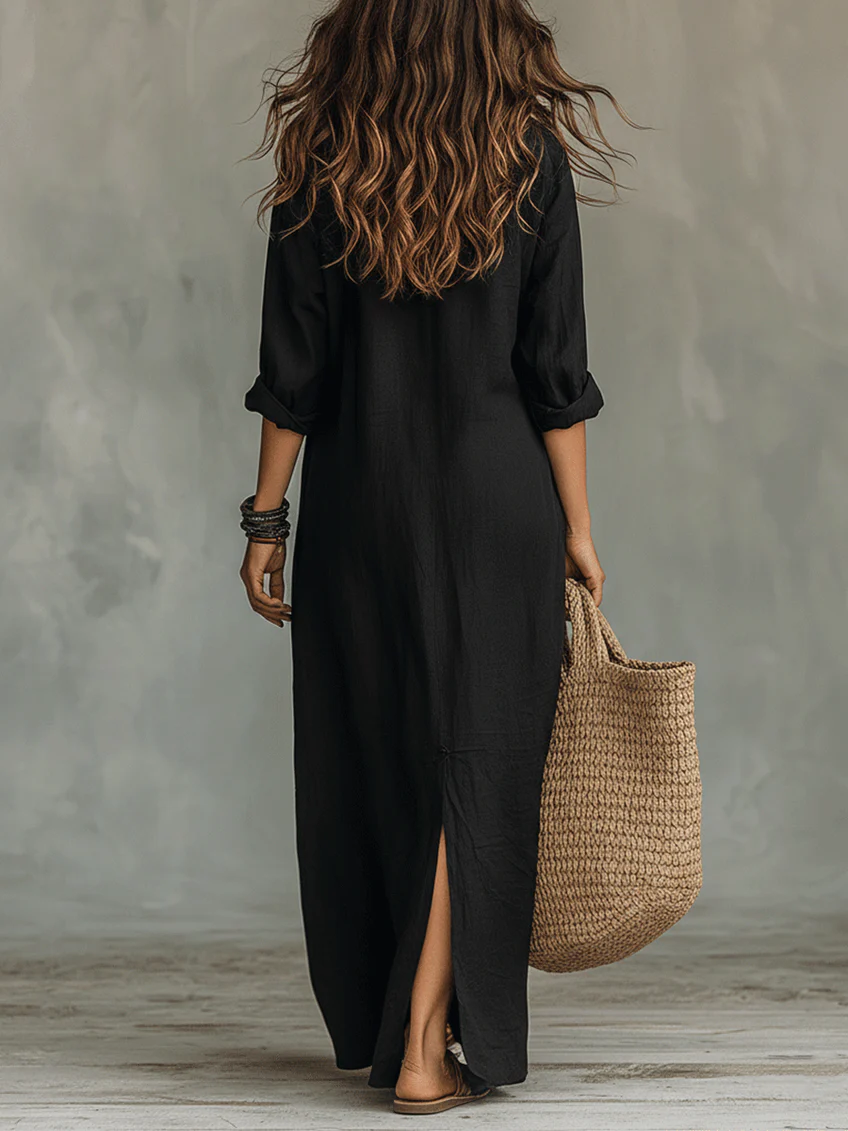 Shirley | Elegant Silhouette Smickrande Maxi Klänning