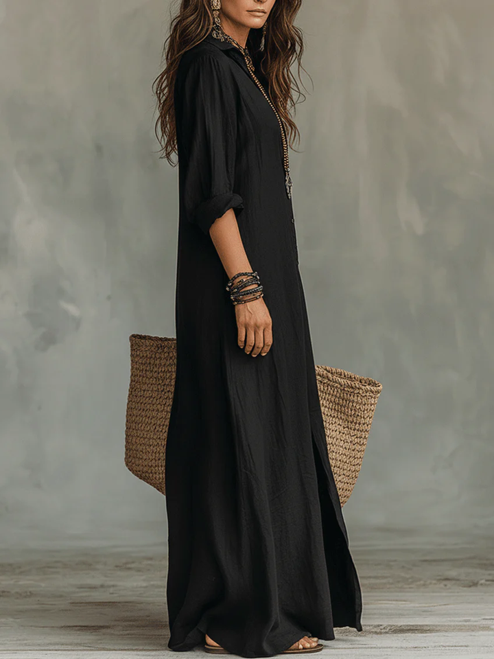 Shirley | Elegant Silhouette Smickrande Maxi Klänning