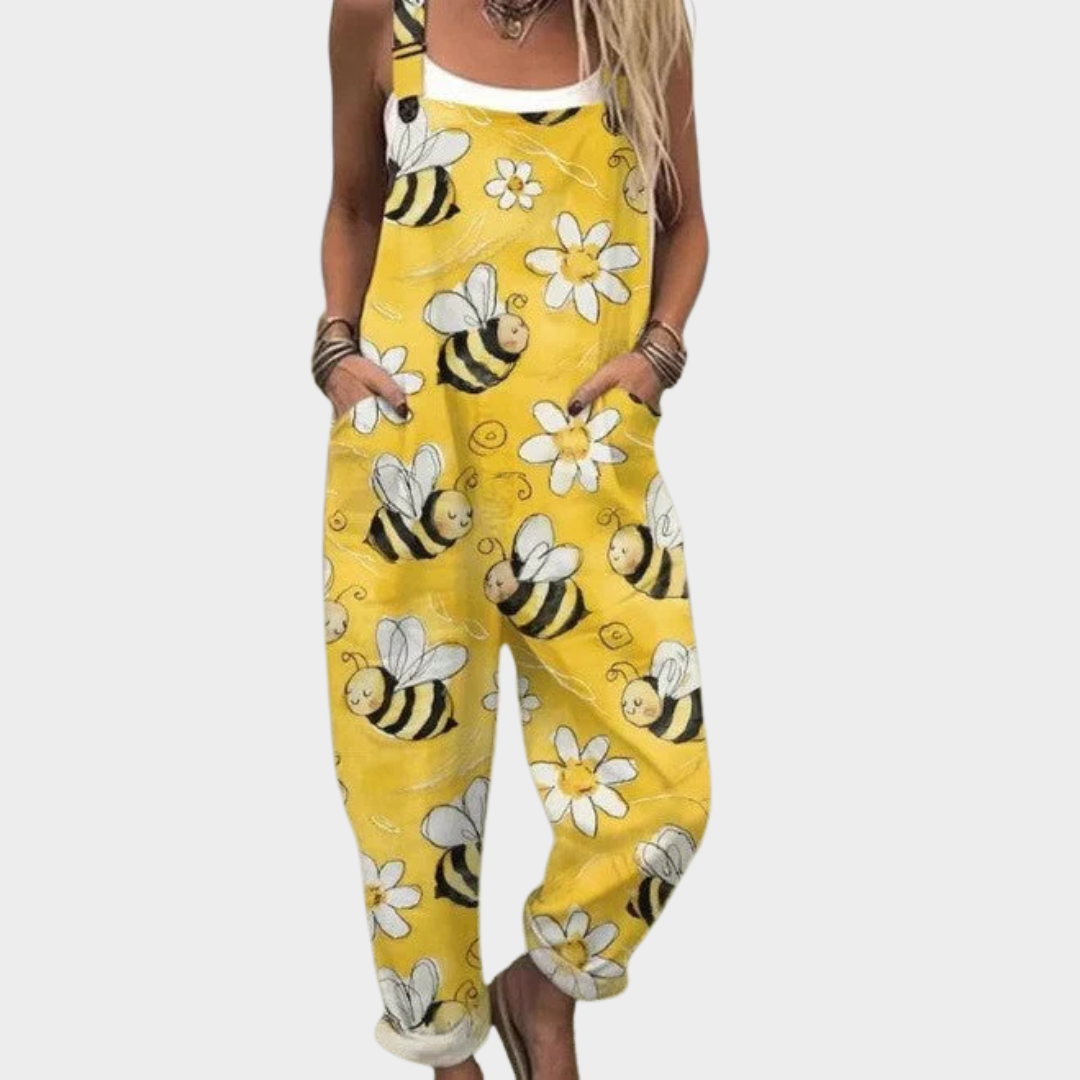 Allysia | Avslappnad Blommig Bi Konst Jumpsuit