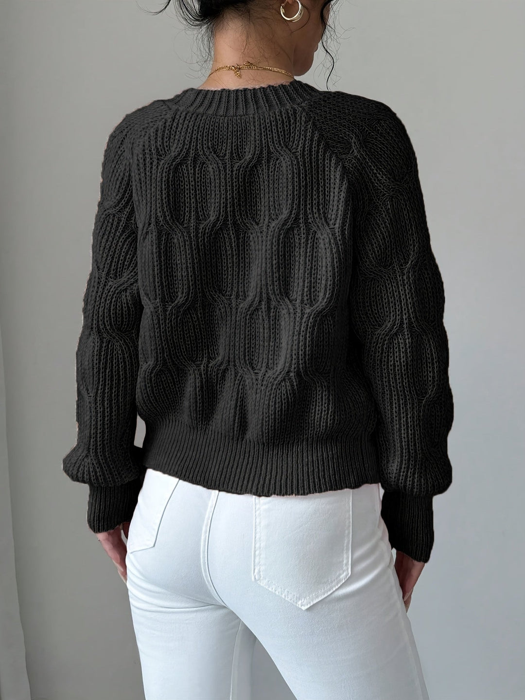 Juniper | Mjuk Cardigan med Båge och Långa Ärmar